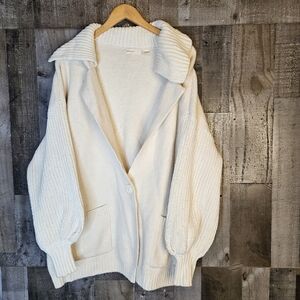 ANTHROPOLOGIE Sleeping On Snow Ivory Oversized Knit Cardigan Size Small